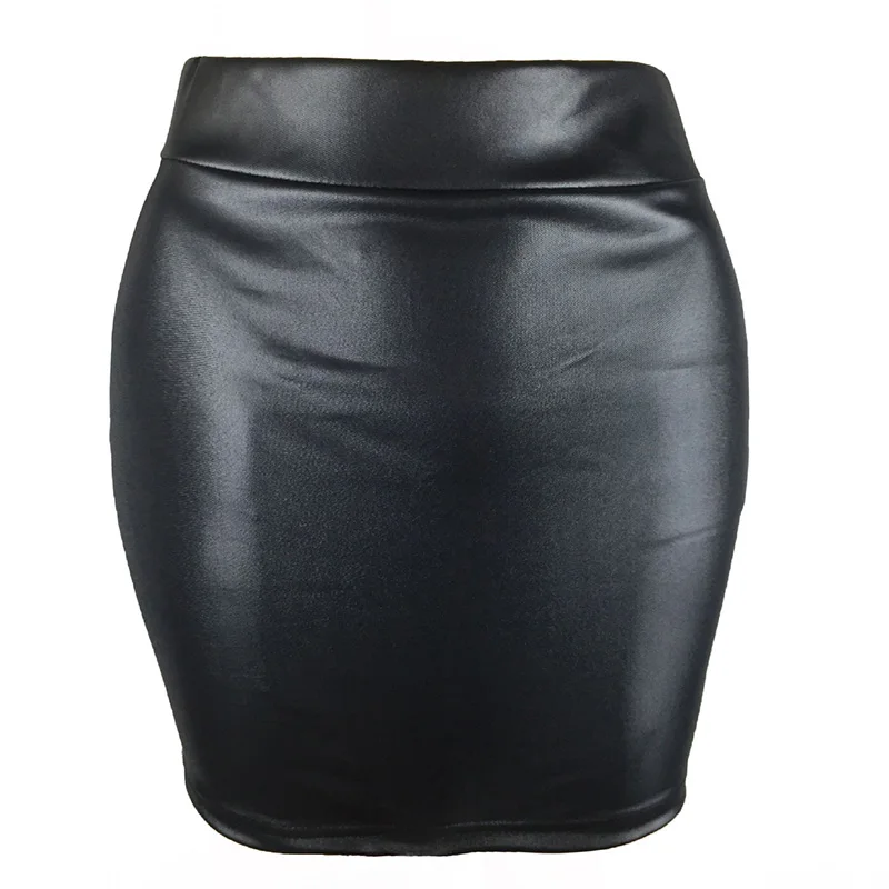 Women PU Leather Short Skirt Solid Color High Waist Slim Hip Pencil Skirts Vintage Bodycon Skirt Sexy Clubwear short pencil skirts party club shiny pu leather sexy skirts women street high waist faux leather bodycon black skirt