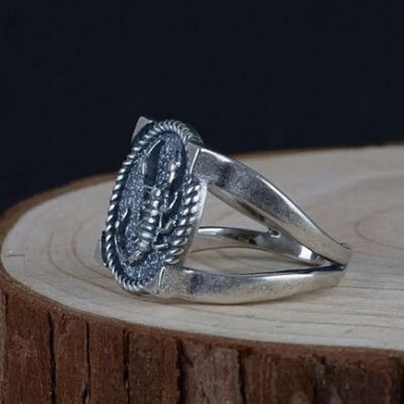 100% настоящее серебро, новая ювелирная продукция, винтажный стиль, тайский ремесленный кольцо в виде скорпиона.