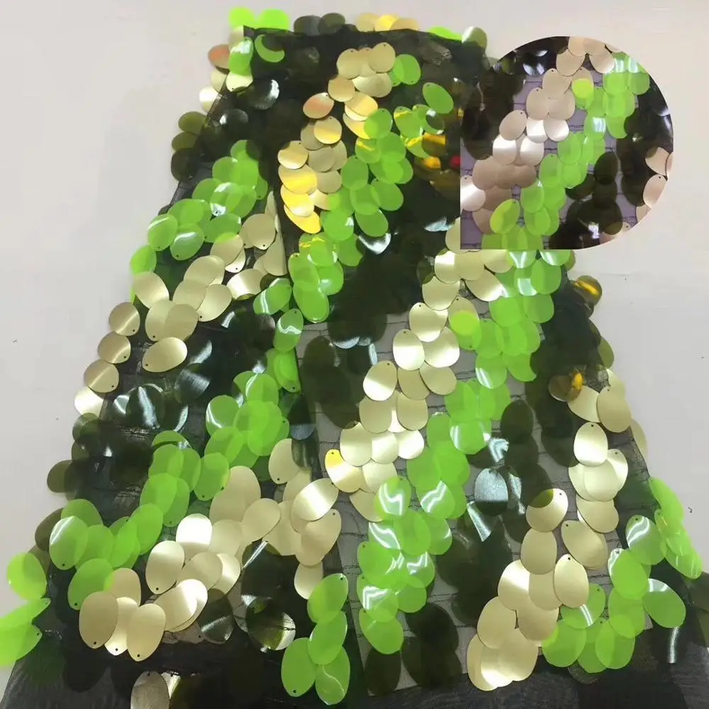 Зеленые бежевые африканские кружевные ткани с каплями воды блесток Французский