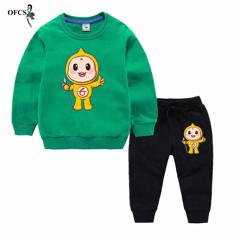 

Children Sets Boys Cartoon Printed Sports Suits Spring Kids Tracksuits Teenage Girl Causal Knitting Long Sleeve Tops +Pants 2PCS