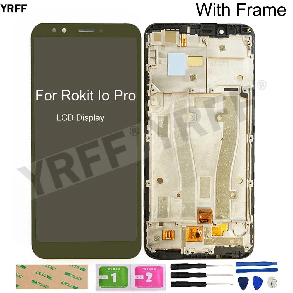 

New With Frame LCD Screens For Rokit Io Pro LCD Display Touch Screen Digitizer Glass Panel Sensor Assembly Free Shipping