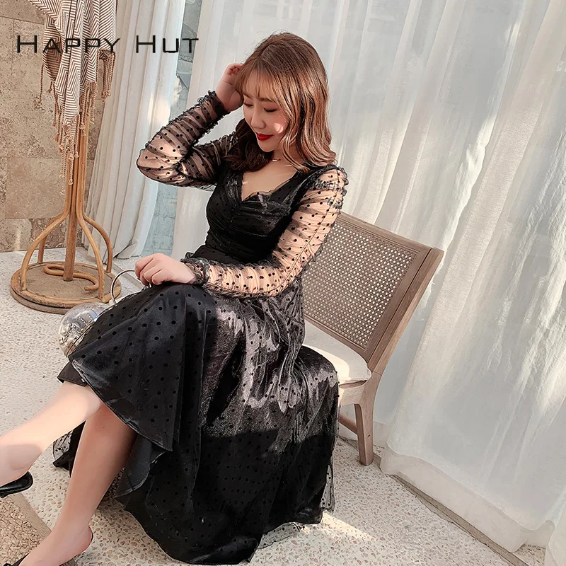 Осеннее платье 2019 осеннее и зимнее Новое Сексуальное Женское с длинными рукавами