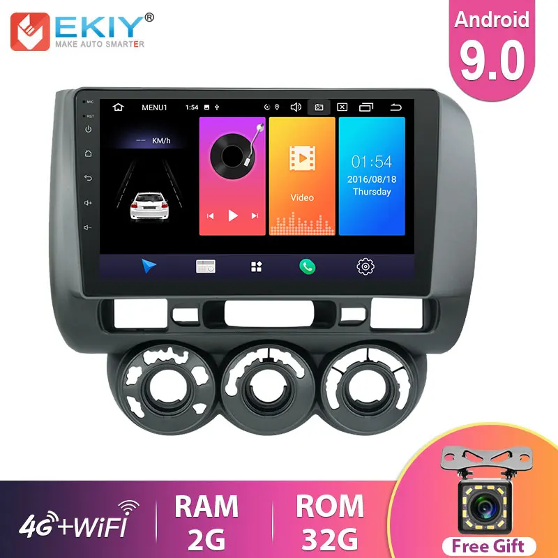 EKIY IPS Android 9 0 автомобильное радио для Honda Fit Jazz City 2004 2007 навигация GPS Мультимедиа