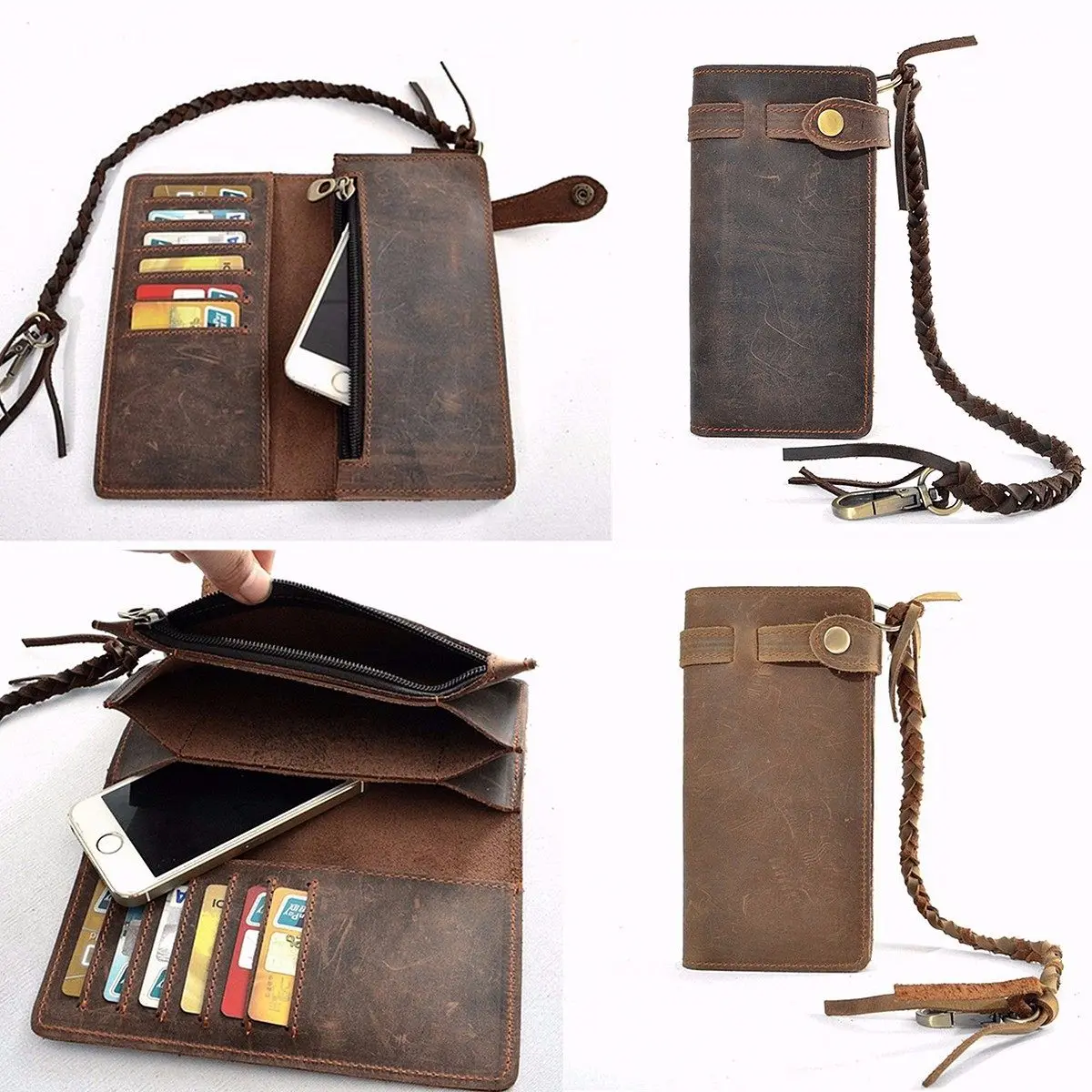 Мужской кошелек из воловьей кожи повседневный Кожаный Байкер водитель грузовика