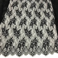chantilly lace fabric diy decorative high quality soft black white nylon eyelash lace wedding dress fabrics
