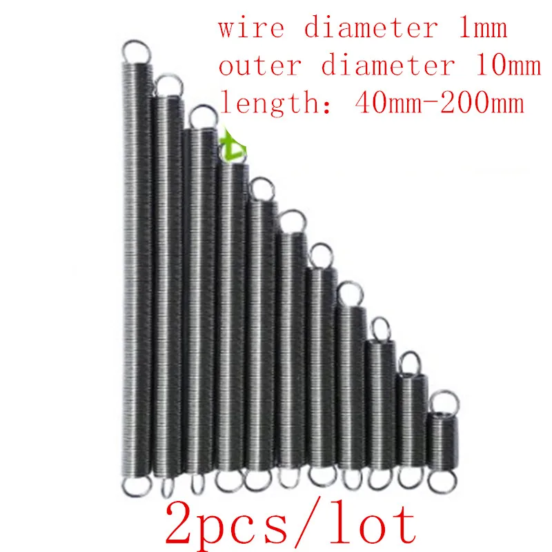 

2pc wire 1.0mm outer diameter 10mm Dual Hook Long Expansion Tension Spring Hardware Accessories 304 Stainless length 60mm-150mm