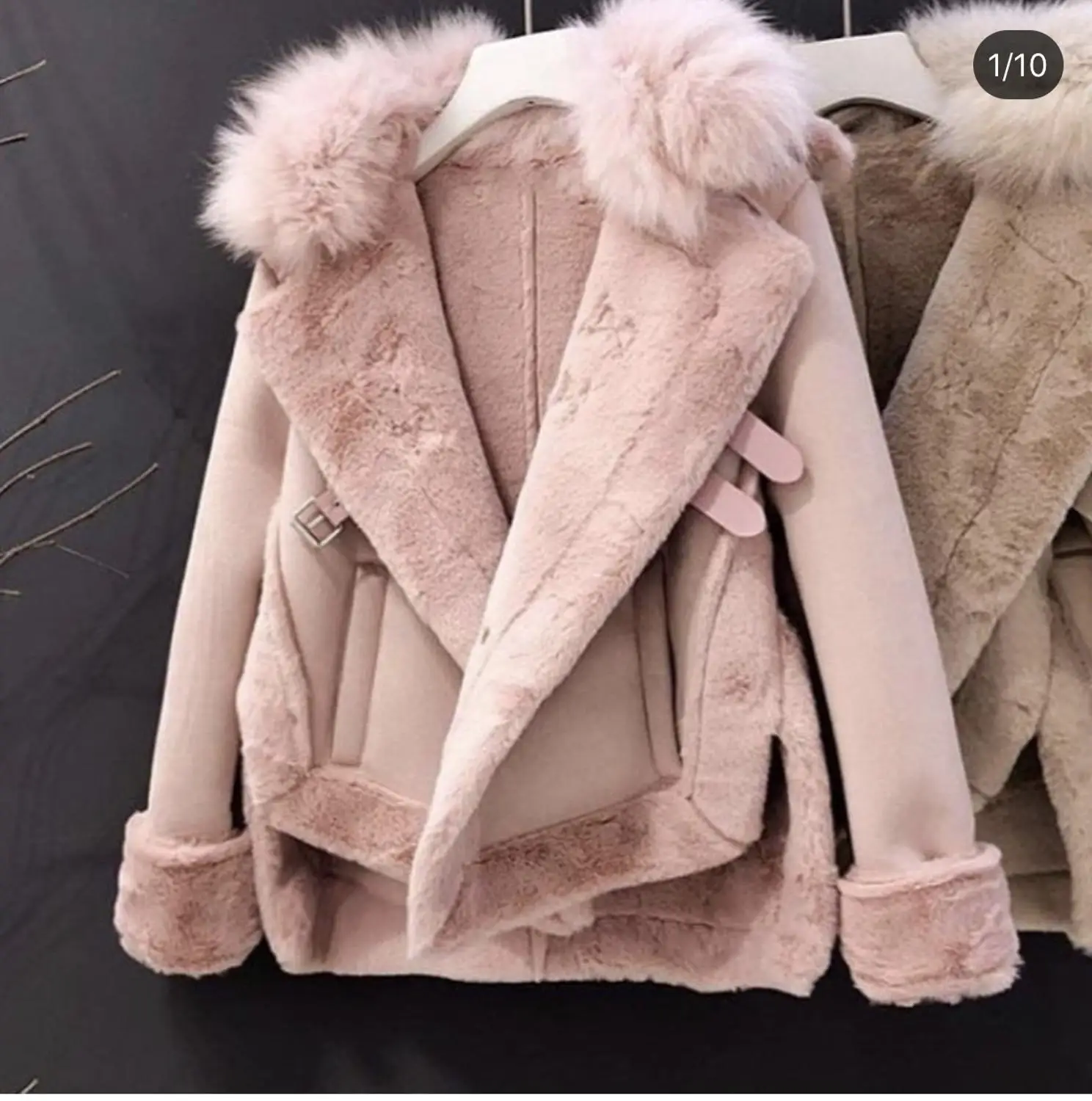 

Women Jackets Winter Suede Leather Jacket Women Short Buckskin Faux Fur Coat Wool Motorcycle Jacket Thick Lambs Fur Warm Coat