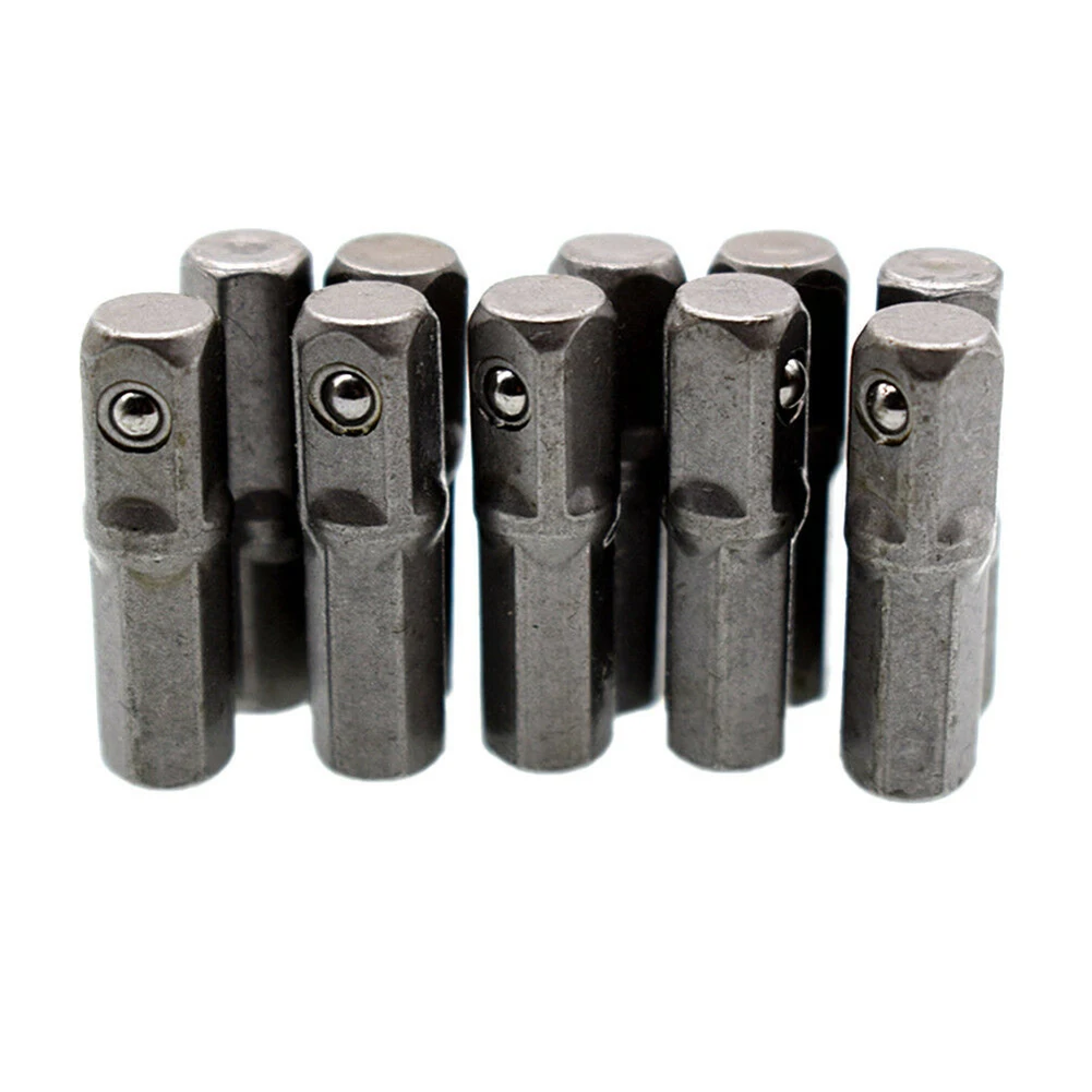 

10pcs Impact Socket Adapter Converter 1/4" Hex Shank To 1/4" Square Drive 25mm