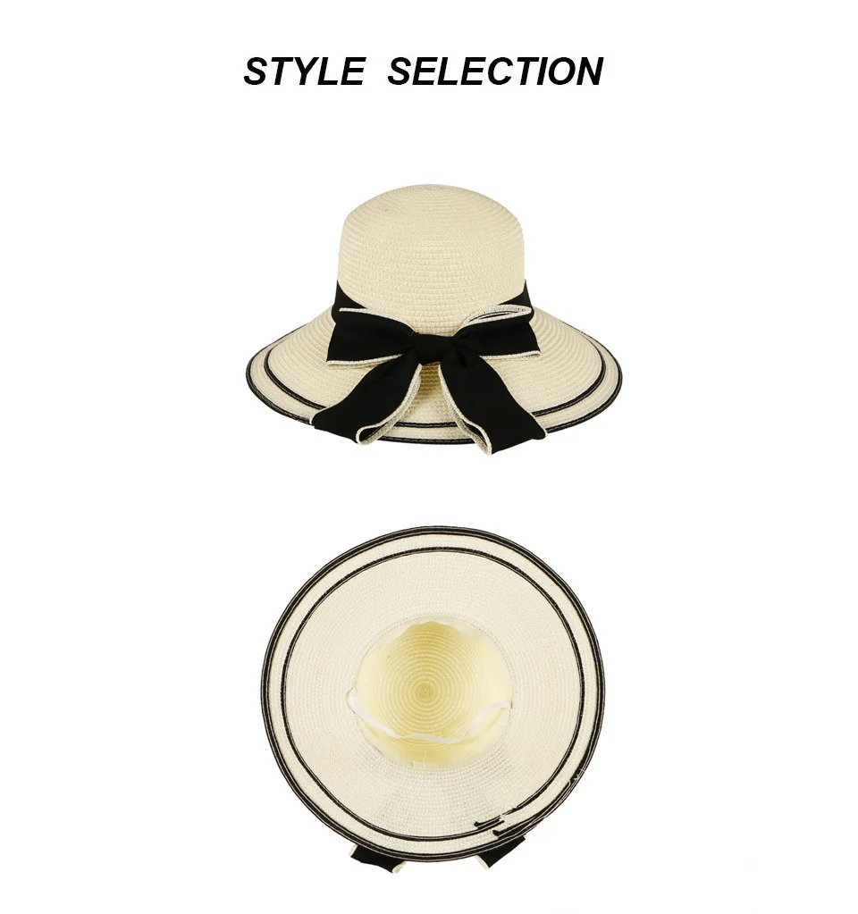 Шляпа женская с большими полями складная пляжная соломенная шляпа от солнца