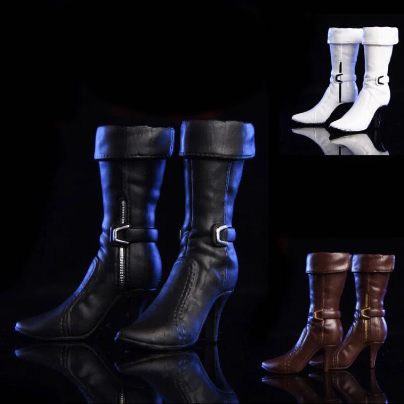 Масштаб 1/6 черные белые коричневые боевые ботинки на высоком каблуке обувь для 12