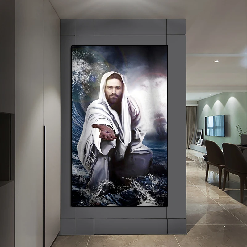 

XINQI Character Classic Canvas Painting Jesus God Poster And Prints on The Wall Art Pictures For Living Room Hallway Decoration