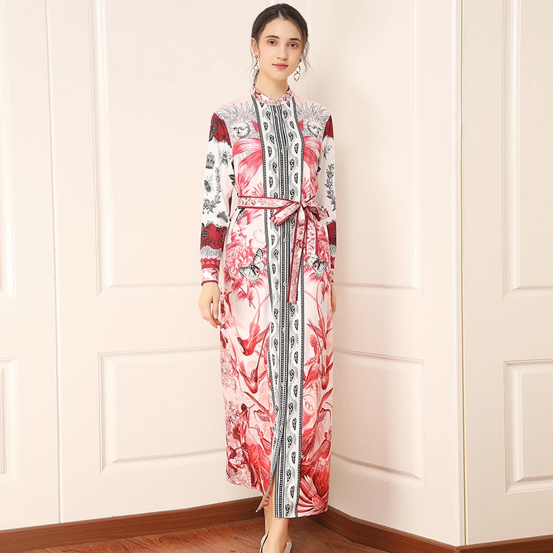 2020 весеннее милое длинное платье с принтом высокое качество хит продаж богемное
