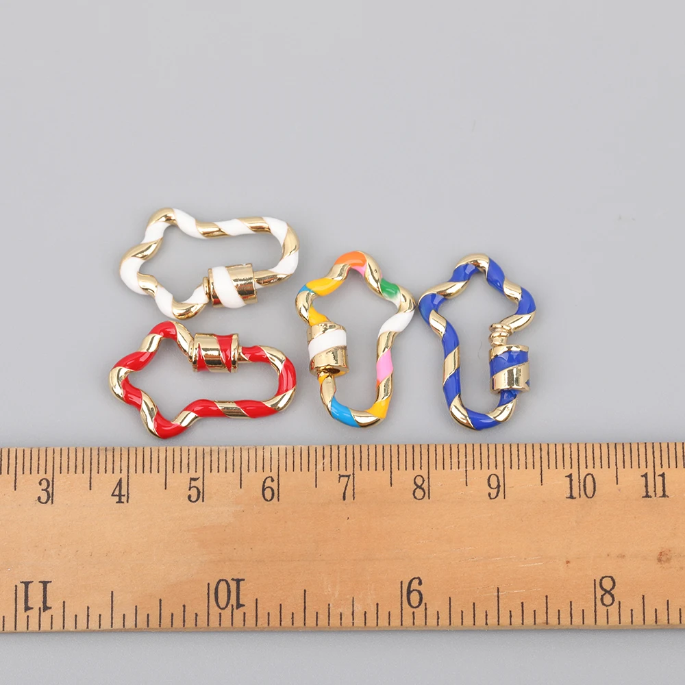 

10pcs/Lot 16X25mm Rainbow Enamel Cross Shape Screw Clasps Lock Carabiner Connector Clasps For Jewelry DIY Accessories YLDZ-10ABI