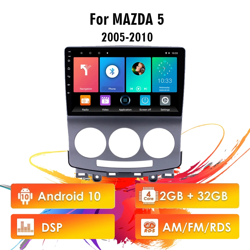 

Eastereggs For Mazda5 2005-2010 2 Din Android 10 AM/FM RDS DSP Car Multimedia Player 9 Inch GPS Navigation WIFI Head Unit