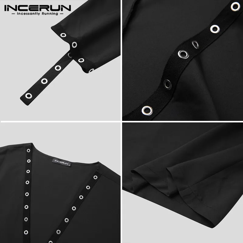 

Men Outerwear Open Stitch Long Sleeve Button Patchwork Fashion Casual Men Cardigan Trench Pockets Streetwear Loose Cloak INCERUN