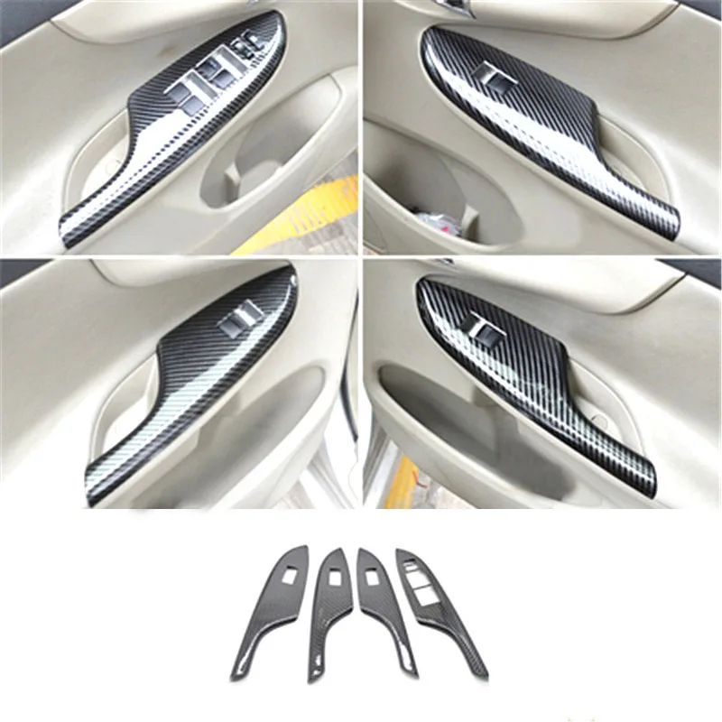 

Декоративная панель для стеклоподъемника автомобиля из АБС-углеродного волокна, 4 шт./лот, чехол для 2007-2013 Toyota Corolla, автомобильные аксессуары