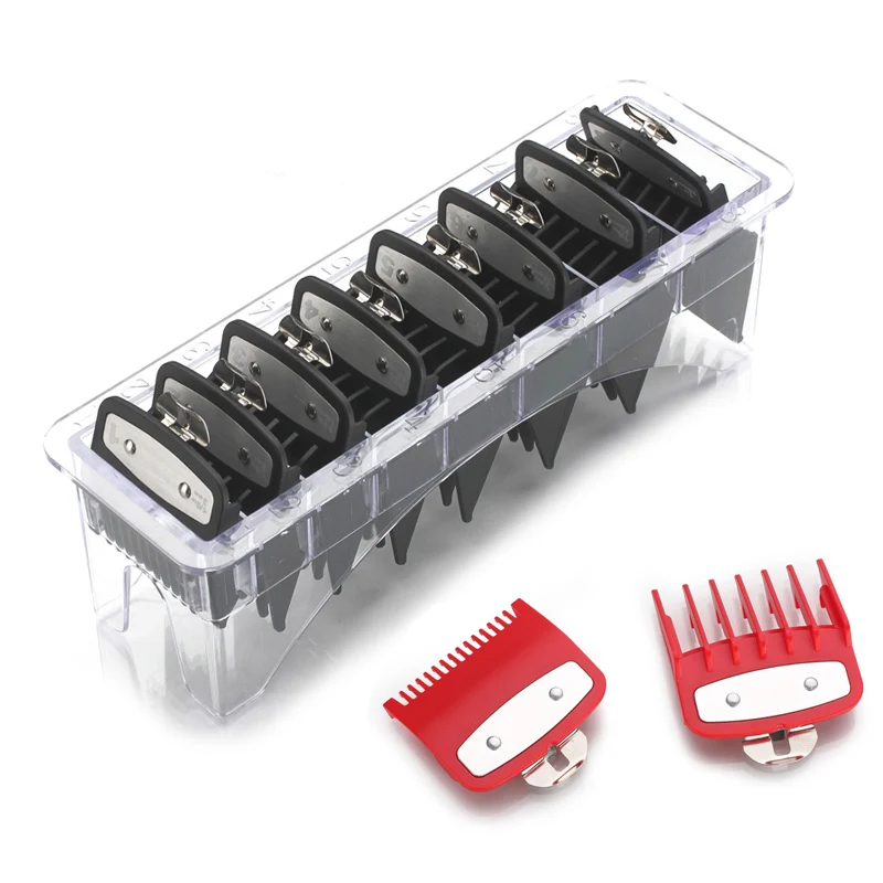 Set 4-10 size 8 размеров, набор расчесок с коробкой, дополнительные 1,5/4,5 мм, набор инструментов для стрижки волос, ограниченное количество расчесок с металлом - Цвет: Set 4-10 size