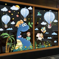 shijuehezi cartoon dinosaur animals wall stickers diy hot air balloons mural decals for kids rooms baby bedroom decoration