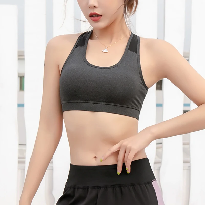 

Women Breathable Sports Bra Absorb Sweat Shockproof Padded Sports Bra Top Athletic Gym Running Fitness Yoga Sports Tops b