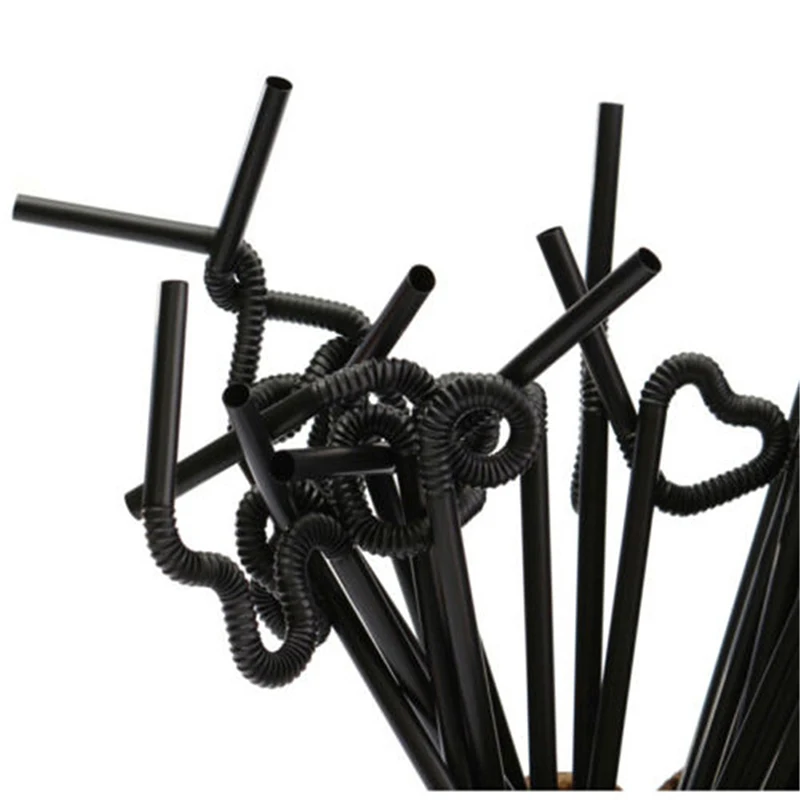 100 шт./лот пластиковые соломинки для питья одноразовые пластичные BPA бесплатные