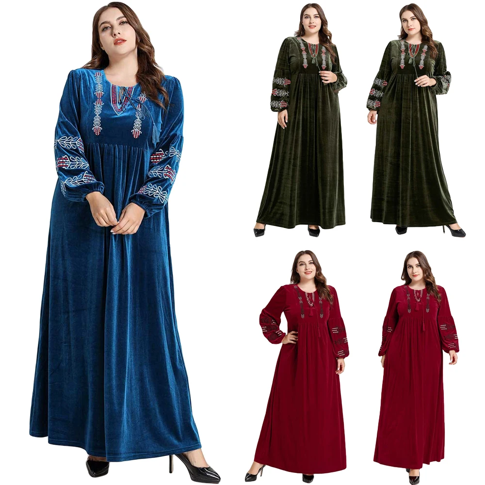 Элегантное женское платье абайя в мусульманском стиле бархатные платья с