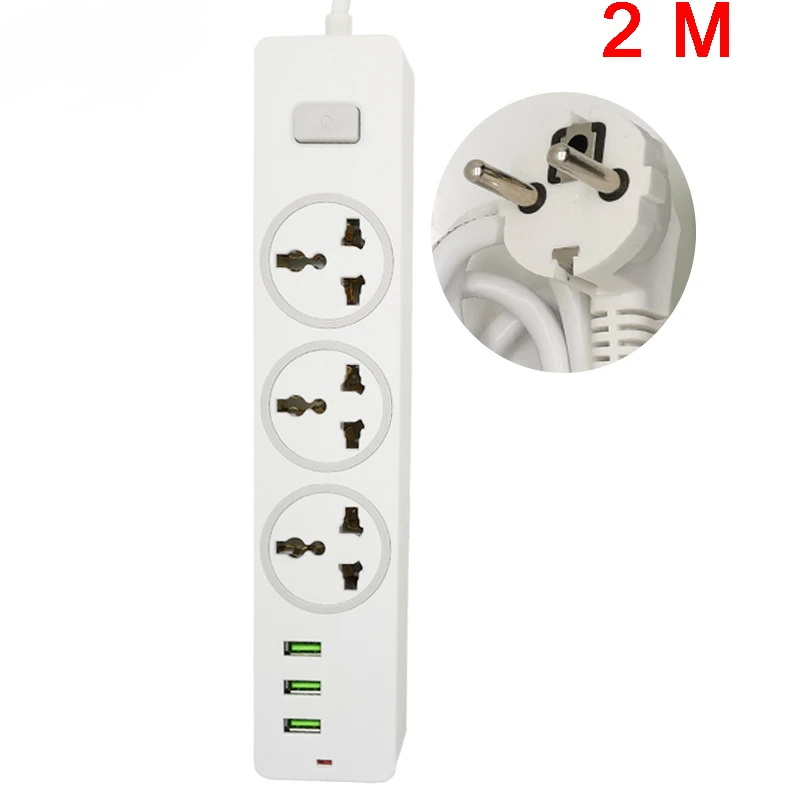 Штепсельная Вилка европейского стандарта 2 м удлинитель универсальная лента