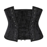 women black gothic bustiers lace up steampunk corsage belly sheath belt underbust waist corset slimming steel boned