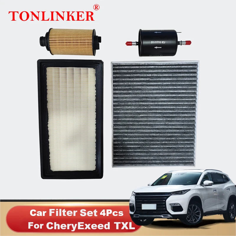 TONLINKER Car Cabin Air Filter Oil Filter Fuel Filter For CheryExeed Exeed TXL 2020 2021 1.6 DCT AWD F4J16 Set Car Accessories air filter oil filter fuel filter set for byd f6 483q engine 2 0l