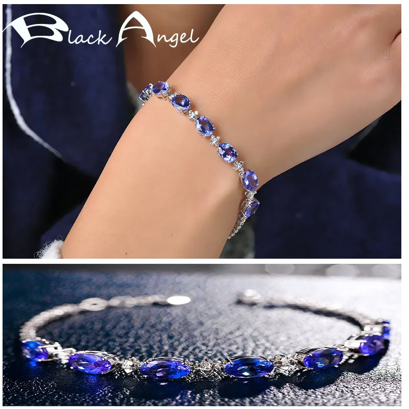 Женский браслет с овальным голубым драгоценным камнем | Украшения и аксессуары