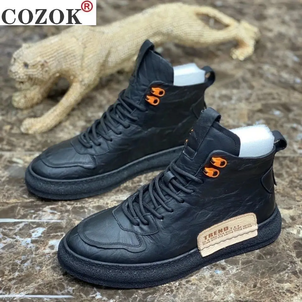 

Classic Men Winter Boots Plush Warm Black Men Snow Boots Waterproof Male Ankle Boots Autumn Outdoor Man Motorcycle Shoes