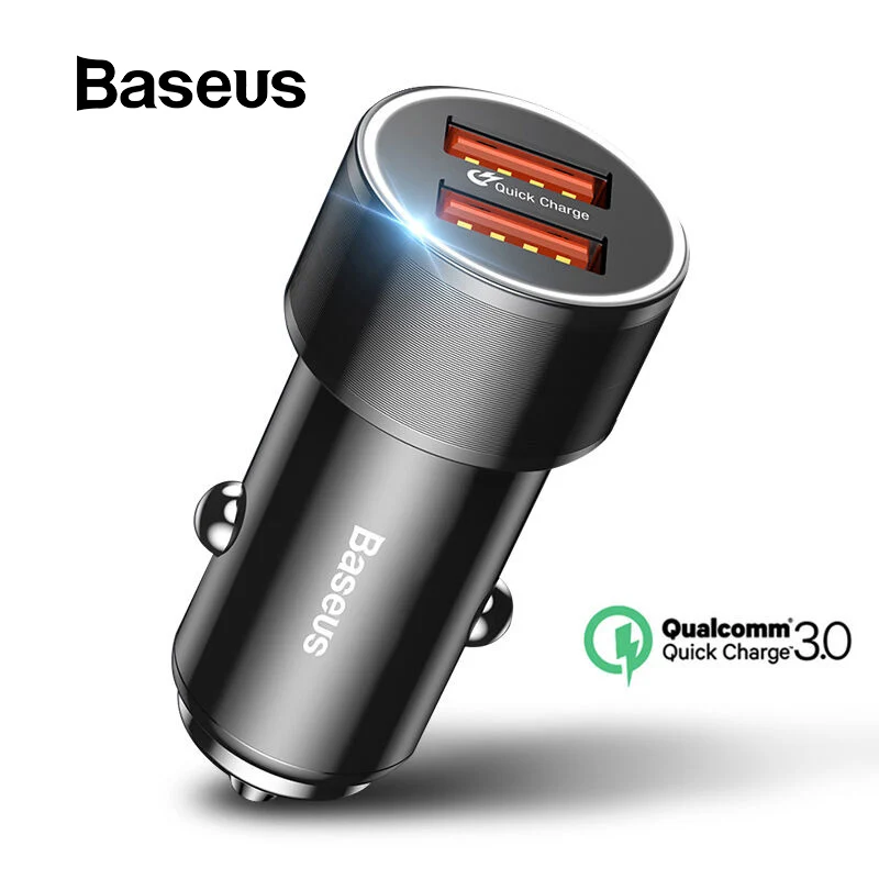 Baseus 36 Вт двойной USB Quick Charge QC 3,0 Автомобильное зарядное устройство для iPhone usb type-C PD быстрое зарядное устройство для мобильного телефона быстрое зарядное устройство автомобильное зарядное устройство