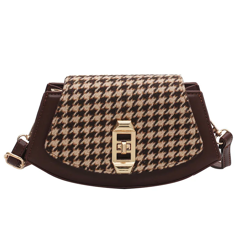 

Luxury brand designer ladies bag 2021 new fashion houndstooth shoulder bag high quality messenger bag exquisite ladies handbag