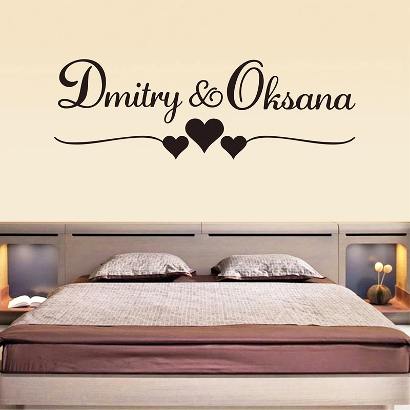 

Romantic Lover Wall Stickers Custom Name Home Decor Mural Wallpaper Custom Made Name Art Wedding Love Decals