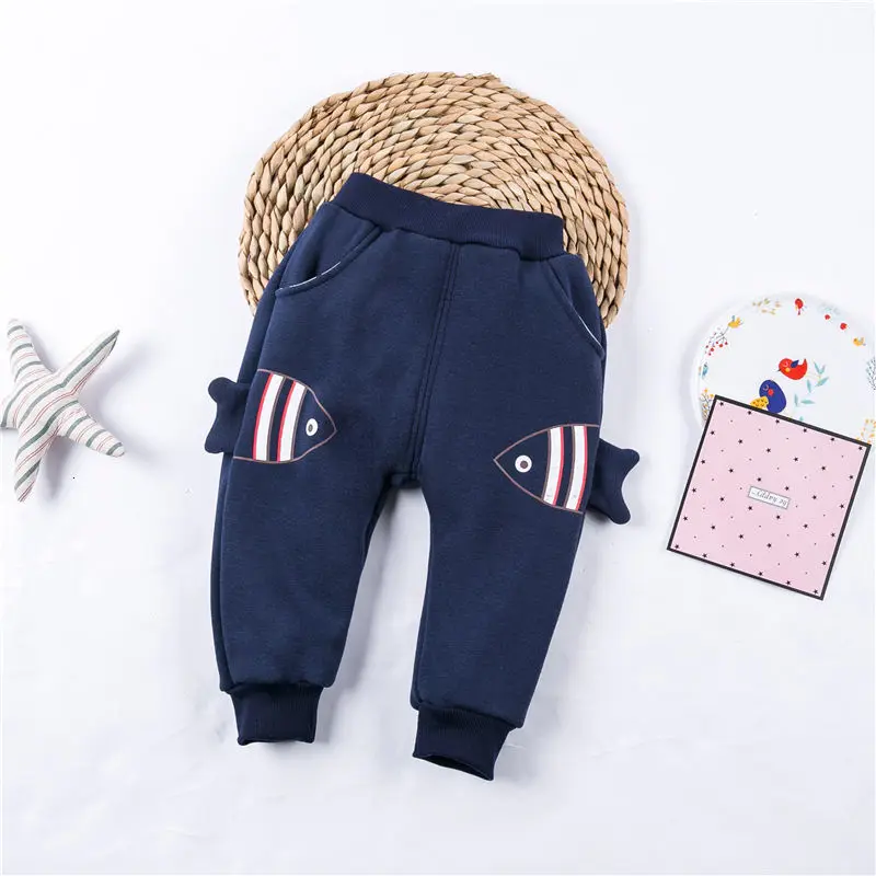 Теплые штаны для мальчиков зимние детские модные милые брюки из плотного бархата