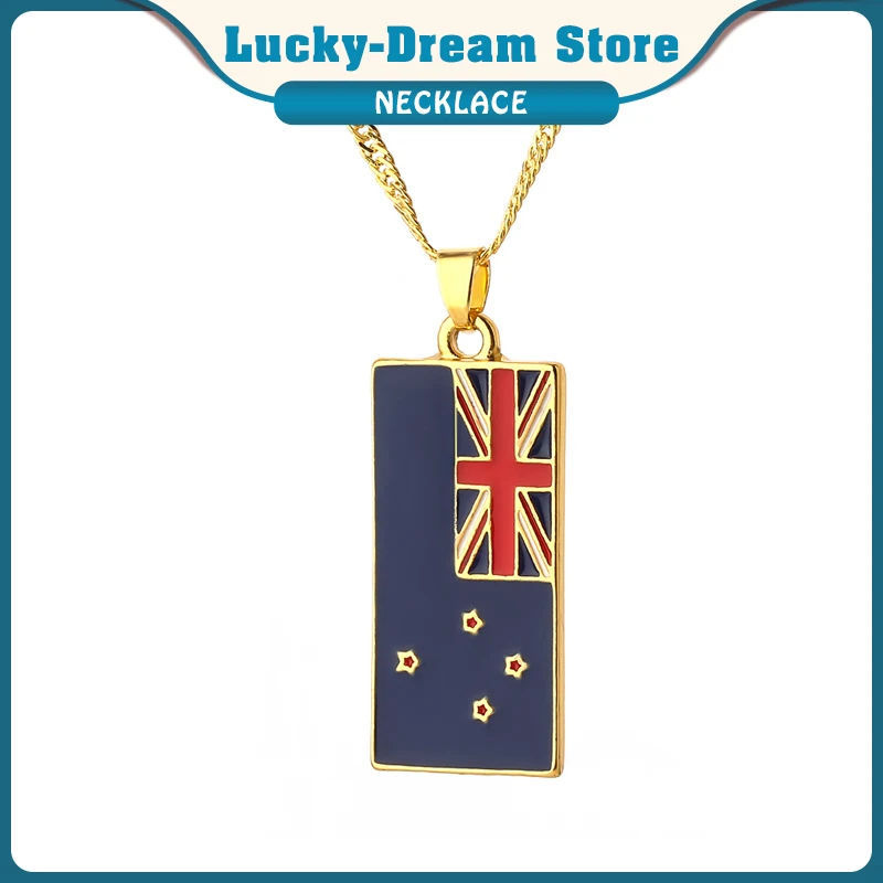Ожерелье с квадратным австралийским флагом для собаки Очаровательная золотая