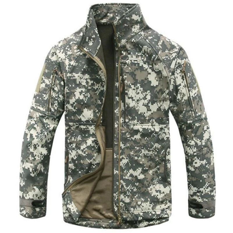 Мужская водонепроницаемая флисовая куртка в стиле милитари из мягкой шкуры