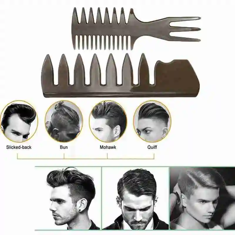 

2Pcs Professional Men Oil Hair Styling Comb Set Wide Teeth Pointed Tail Barber Hairdressing Tools peines para el cabello