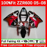 metal red injection body 100 fit for kawasaki zzr600 05 06 07 08 zzr 600 zzr 600 cc 2005 2006 2007 2008 oem fairing 4lq 134