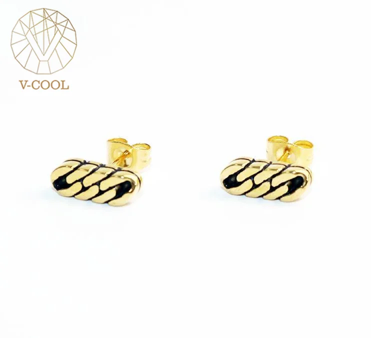 Золотые серьги гвоздики Свадебные Элегантные женские и мужские из нержавеющей