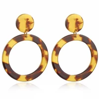 leopard earrings acetate earrings personality atmosphere exaggerated edition geometric round brown acrylic earrings
