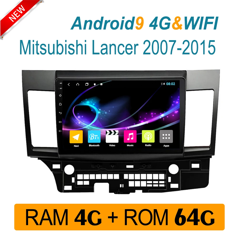 Мультимедийная система для Mitsubishi lancer 2007 2015 аудио радио DVD плеер GPS navi RAM4G ROM64G dsp carplay