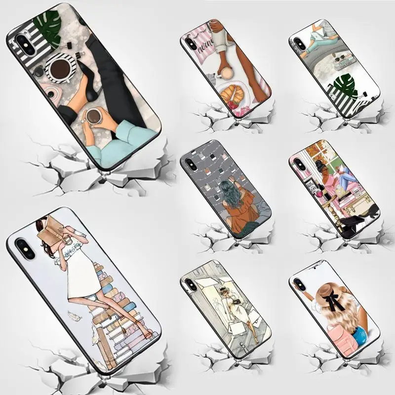 

Vogue Girl Shopping Phone Case for Huawei P9 P10 P20 P30 40 plus pro lite SMART2019 SMART2020 fundas