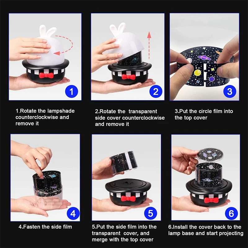 

Star Night Light Projector,USB Rechargeable Starry Galaxy Light,with Musics and 6 Projector Films,for Room Decoration