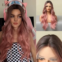 easihair long pink ombre synthetic wigs for women natural hair wig cosplay pink wig heat resistant