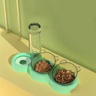 Двойная миска для кормления собак и кошек, нескользящая чаша для кормления кошек, аксессуары для кормления питомцев