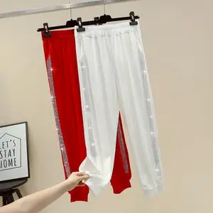 Брюки спортивные женские эластичные, с полосками сбоку, 3xl