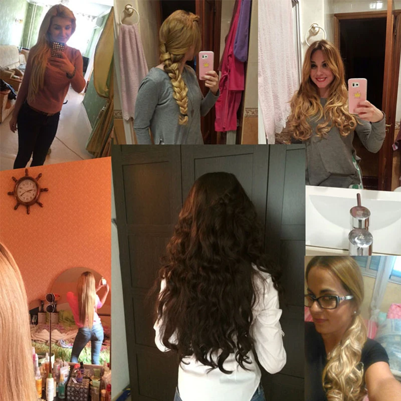 5 клипсов для наращивания волос Омбре поддельные волосы на клипсах в одной части