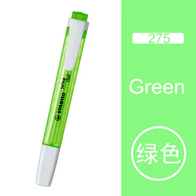 Green Stabilo кристаллический стержень PP материал хайлайтер 1 шт. SwingCool 275 не токсичный маркер ручка для офиса/студента с маркером - Цвет: Green