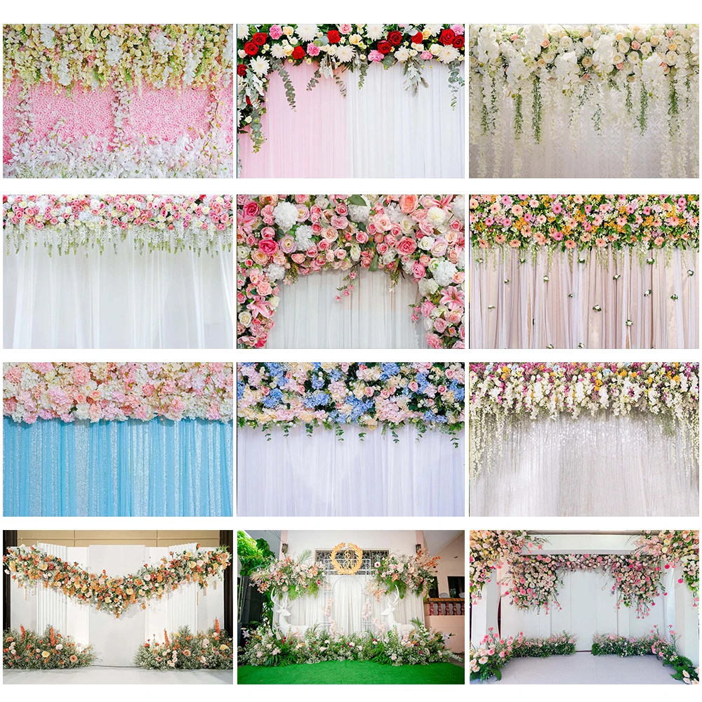Valentine's Day Flowers Background Wallpapers for Photography Sweet Love Wedding Background Photo Decor Photo Booth Props Stuio