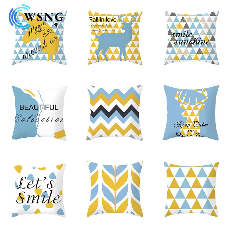 

Nordic Style Geometric Pattern Pillowcase Living Room Bedroom Sofa Plush Pillowcase Car Office Backrest Cover 45*45cm